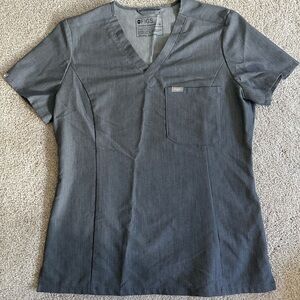 Figs Catarina One-Pocket Scrub Top - Graphite, Size Medium